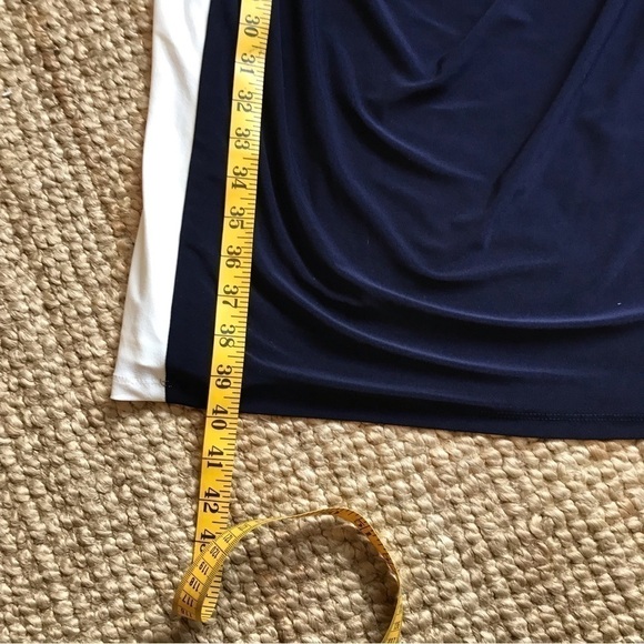 Lauren by Ralph Lauren side ruched, colour blocked, stretchy, flattering dress. - Picture 8 of 9